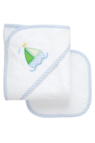 Boxed Applique Towel & Washcloth Set - Sailboat (Blue)