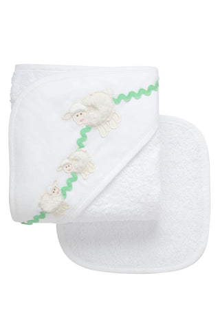 Boxed Applique Towel & Washcloth Set - White Little Lamb