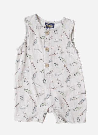 Emma Jean Boys Romper - Trout Fish