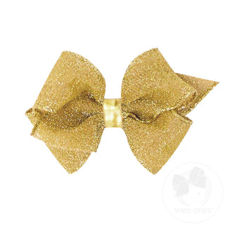 Wee Ones Medium Sparkle Glimmer Textured Bow - Gold