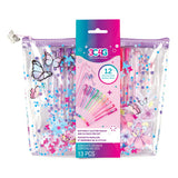Butterfly Glitter Pouch and 12-Pack Pen Set