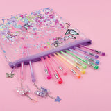 Butterfly Glitter Pouch and 12-Pack Pen Set