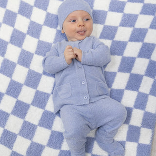 Angel Dear Chenile- Dusty Blue Buttom Down Cardigan Set