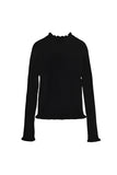Molly Bracken Black Ribbed Ruffled Knit Sweater