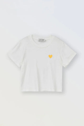 Molly Bracken White Knit Tee with Gold Heart