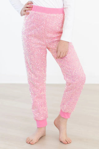 Mila & Rose Sequin Joggers - Bubblegum Pink
