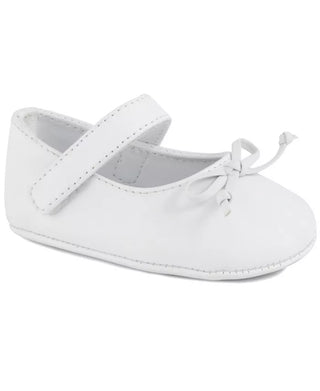 Baby Deer WADDLE Skimmer Flats - White with Spaghetti Bow