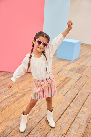 Bisby Wavy Pink Multi Wool Retro Mini Skirt