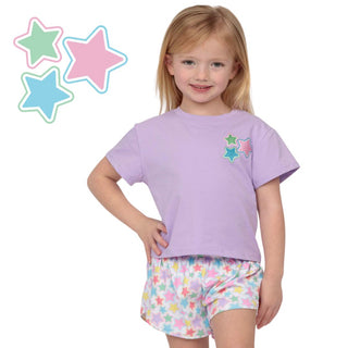 Azarhia Lavender Boxy Tee - Glitter Stars
