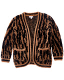Girls Fuzzy Animal Print Mocha Combo Cardigan