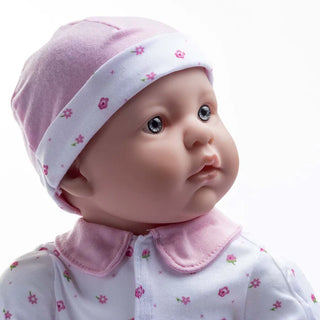 La Baby 20" Pink Flower Soft Body Baby Doll with Pacifier