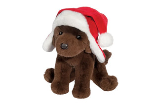 Douglas Chocolate Lab w/ Santa Bomber Hat