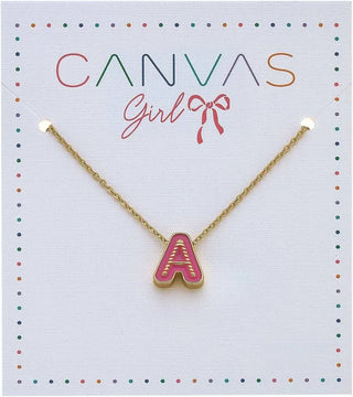 Canvas Initial Pink Necklace