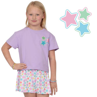 Azarhia Lavender Boxy Tee - Glitter Stars