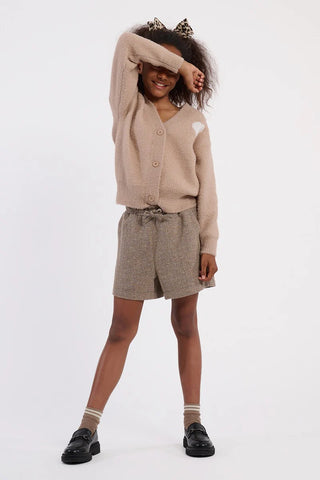 Girls Woven Beige Shorts