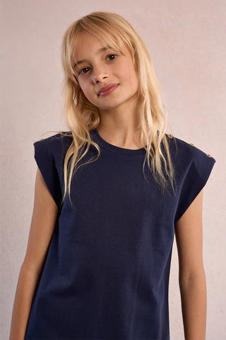 Molly Bracken Girls Navy Knitted Tee