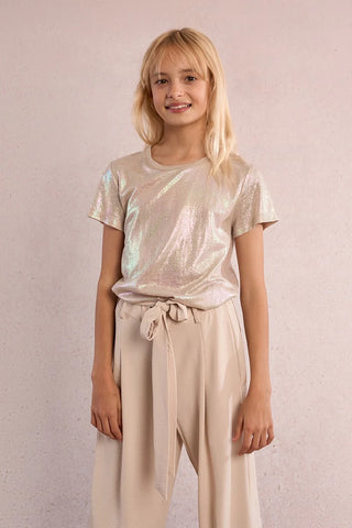 Molly Bracken Girls Beige Knitted Tee