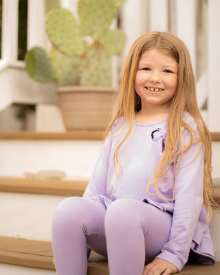 The Yellow Lamb Tinley Lavender Top with Sequin Bow