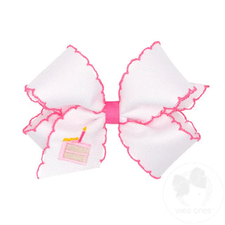 LIL SIS - Grosgrain Hair Bow with Moonstitch and Embroidery