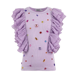 Lola and the Boys Bejeweled Purple Gem Tank