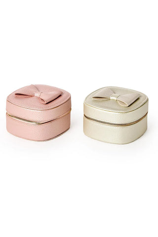 Vegan Leather Belle Jewelry Box with Bow Accent