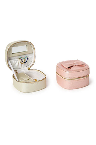 Vegan Leather Belle Jewelry Box with Bow Accent