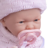 Mini La Newborn 9.5" All-Vinyl Baby Doll in Pink Knit Onesie