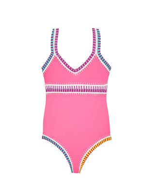 PQ Swim Rainbow Hot Pink Embroidered One Piece