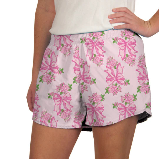 Azarhia Athleisure Pink Bows Print Steph Shorts