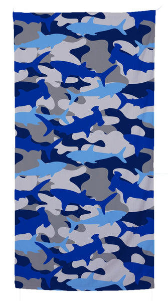 Azarhia Microfiber Beach Towel - Blue Shark Camo