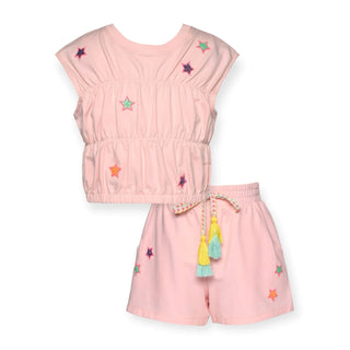 Hannah Banana 2Pc Pink Star Patch Short Set