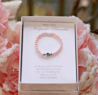 Newborn Baby's First Pink Crystal With Cross Bracelet