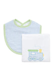 Boxed Applique Bib and Burp Cloth Set - Train