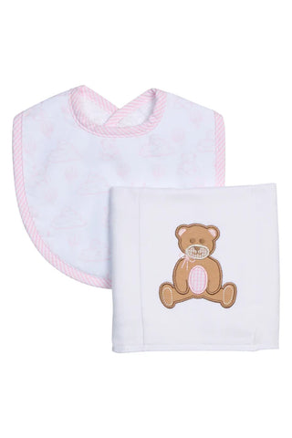 Basic Bib and Burp Boxed Set - Pink Teddy Bear