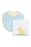 Boxed Applique Bib and Burp Cloth Set - Yellow Duck
