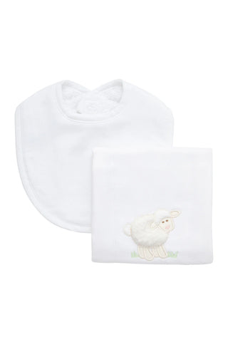 Lamb Basic Bib & Burp Boxed Set - White