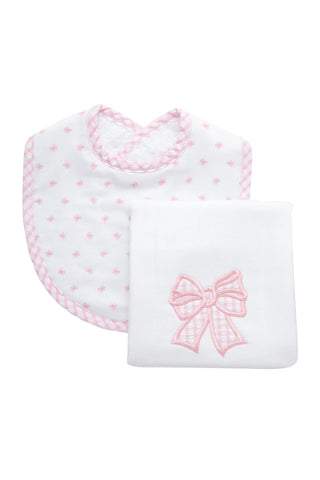 Bow Basic Bib & Burp Boxed Set - Pink