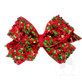 Wee Ones Red/Green Velvet Sequin & Grosgrain Christmas Overlay Hair Bow