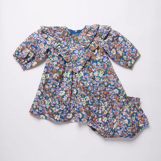 Girls Everly Dress - True Blue Sketched Floral