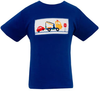 Boy's Blue Knit Shirt- Tow Truck