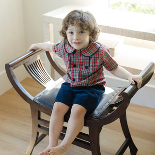 Bailey Boys Tartan w Navy Cord - Dressy Short Set - view 2