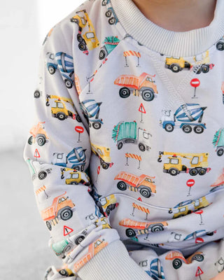 Lev Baby Mark Sweatshirt - Construction Trucks