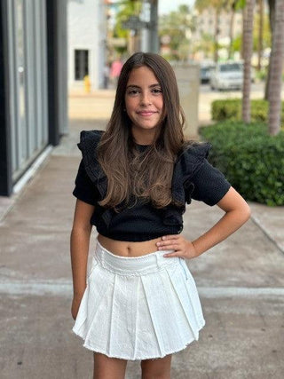 If So Black Knit Ruffle Sleeves Top
