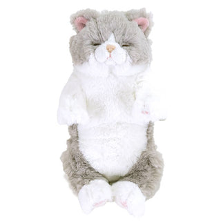 Sunlemon sleeping lap cat plush, size S, gray and white