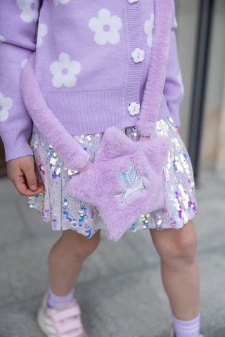 Great Pretenders Amazing Alicorn Furry Star Crossbody Purse