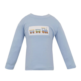 Anavini Lt Blue Smocked L/S Knit Shirt - Train
