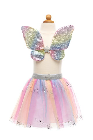 Great Pretenders Rainbow Sequins Skirt/ Wings/ Wand Costume