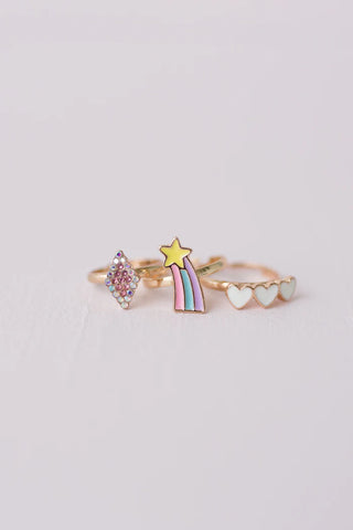 Great Pretenders Boutique Chic 3Pc Heart Star Rhinestone Ring Set