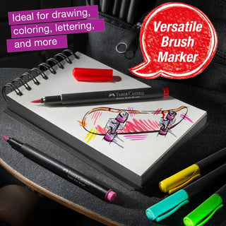 10Pc Felt Tip Brush Pen Black Edition Box