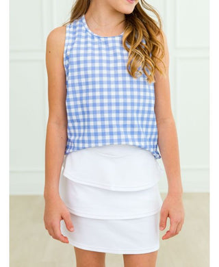 RuffleButts White Active Tiered Ruffle Tennis Skort